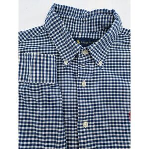 Ralph Lauren Custom Fit Blue Gingham Check Button Down Shirt Mens M